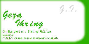 geza ihring business card